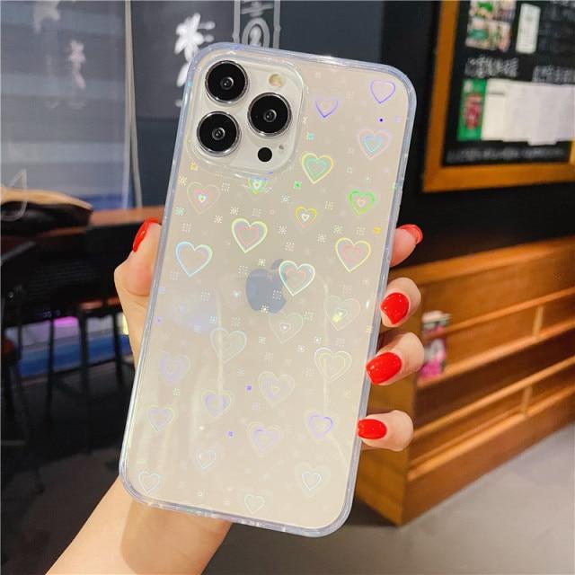 Housse transparente à paillettes laser pour iphone